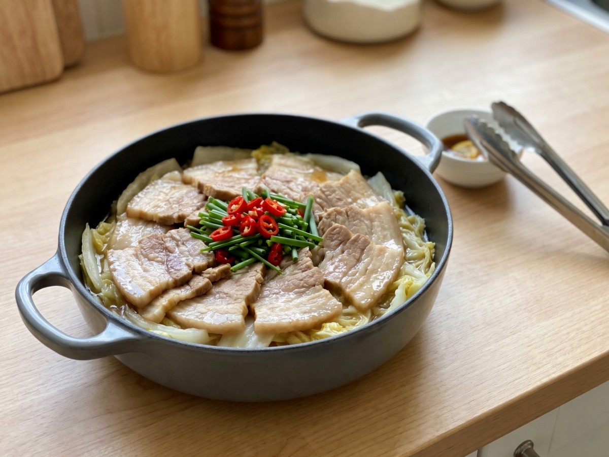편스토랑 이찬원 삼겹배추찜 완성 요리와 먹음직스러운 상차림